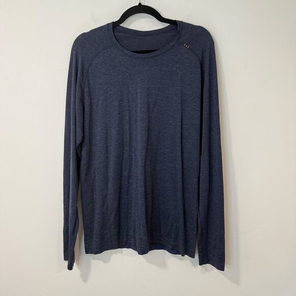 Lululemon Men's Shirt Metal Vent Long Sleeve Seamless Workout Gym Active Navy L - Picture 1 of 7